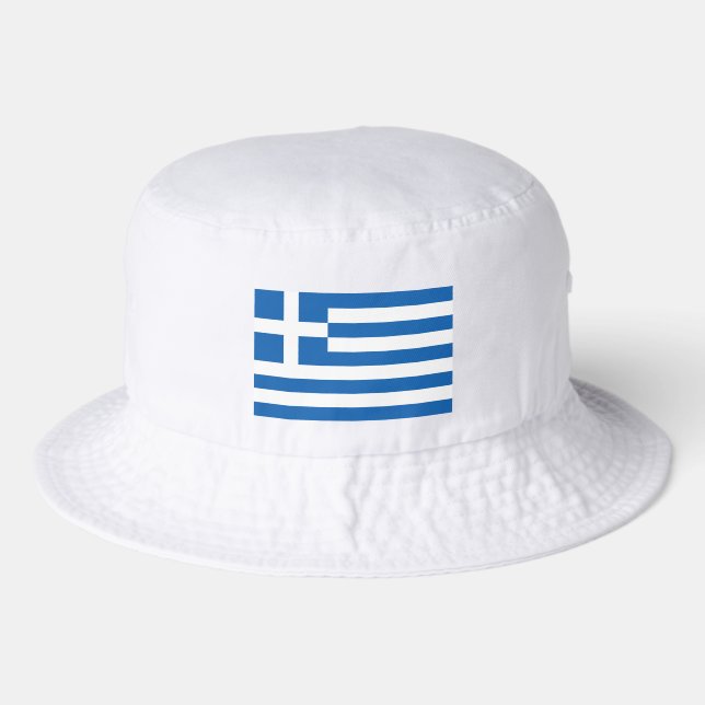 Greek flag bucket hat for summer (Front)