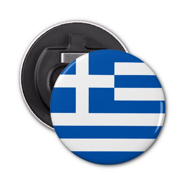 Greek Flag Button Bottle Opener (Front)