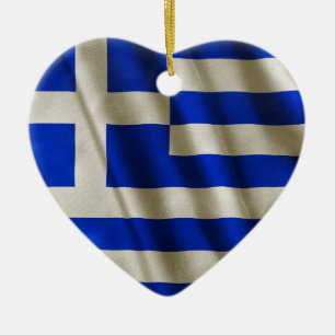 Greek Flag Ceramic Ornament