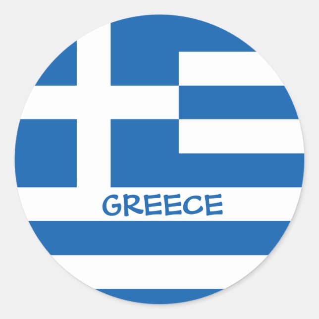 Greek Flag Classic Round Sticker (Front)
