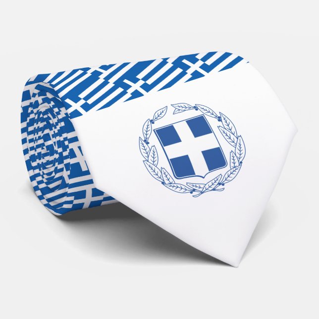 Greek Flag & Coat of Arms, Flag of Greece Neck Tie (Rolled)