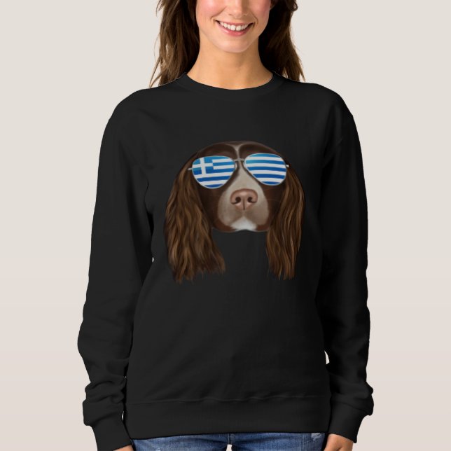 Greek Flag English Springer Spaniel Dog Greece Poc Sweatshirt (Front)
