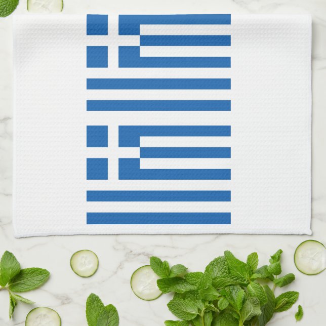 Greek Flag Greece Blue White 4Eleni Kitchen Towels (Folded)