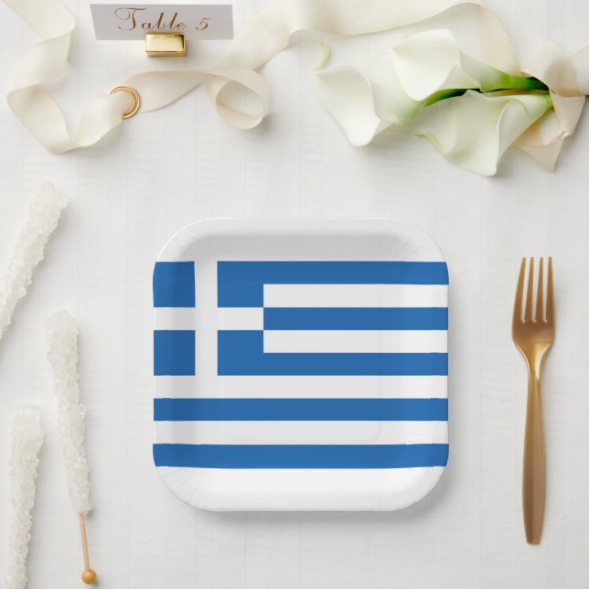 Greek Flag Greece Blue White Paper Napkin Plates (Wedding)