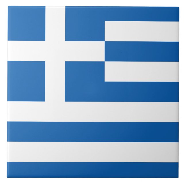 Greek Flag (Greece) Ceramic Tile (Front)