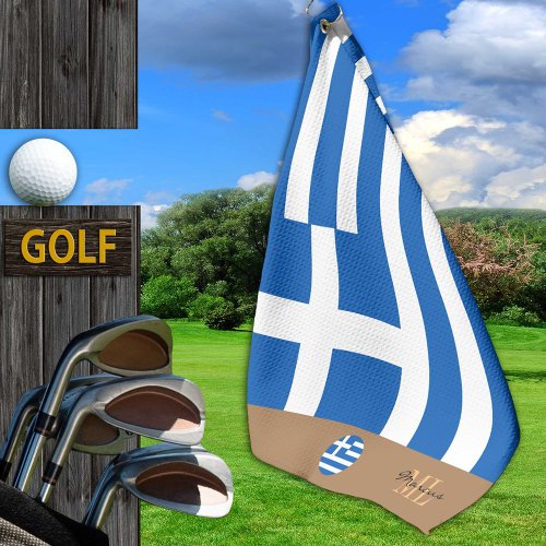 Greek flag  Greece monogrammed Golf Towel