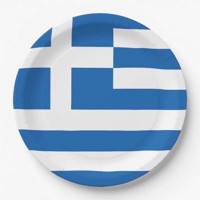 Greek Flag (Greece) Paper Plates (Front)