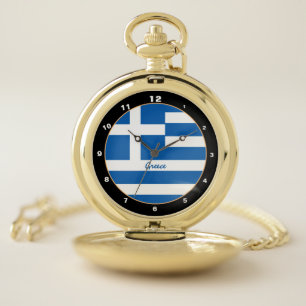Greek Flag & Greece trendy fashion /design Pocket Watch