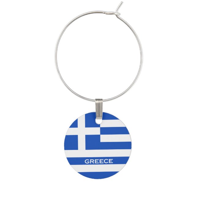 Greek Flag Greece Wine Charm Travel Charm (Front)