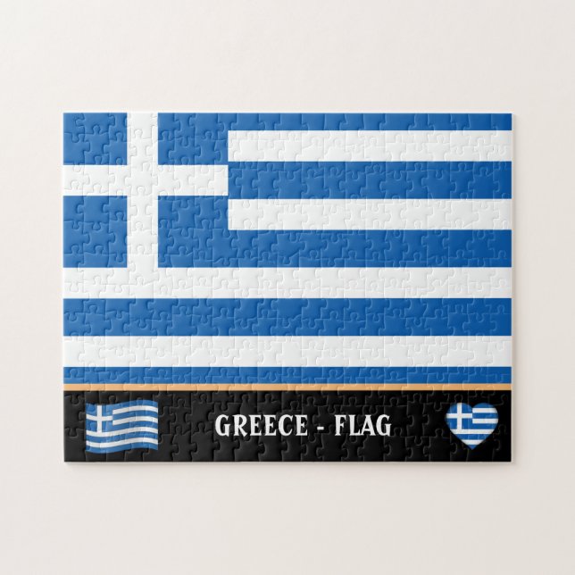 Greek Flag & Greek country / Greece Jigsaw Puzzle (Horizontal)