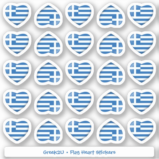 Greek Flag Heart Contour Stickers (Front)