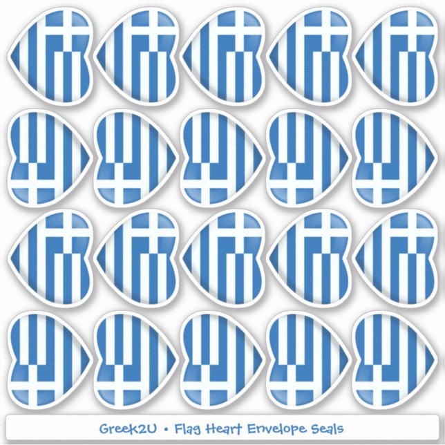 Greek Flag Heart Envelope Seal Stickers (Front)
