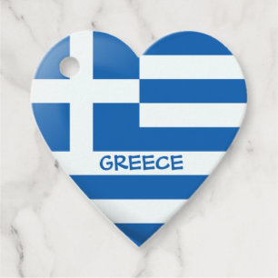 Greek Flag Heart Favor Tags