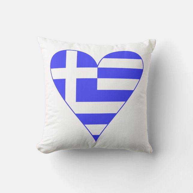 Greek Flag Heart Funky Throw Pillow (Front)