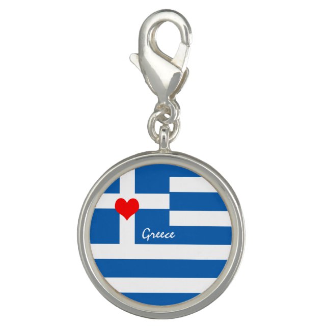 Greek flag & Heart - Greece travel/sports fans Charm (Front)
