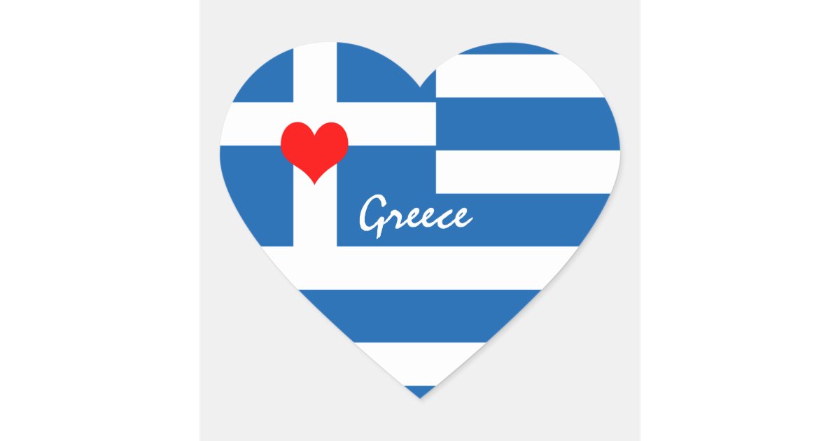 Greek flag & Heart Greece travel/sports fans Heart Sticker
