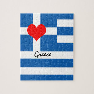 Greek flag & Heart - Greece travel/sports fans Jigsaw Puzzle