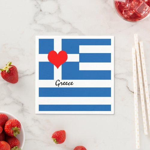 Greek flag  Heart _ Greece travelsports fans Napkins