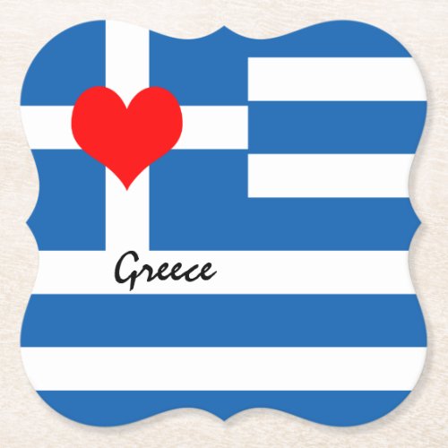 Greek flag  Heart _ Greece travelsports fans Paper Coaster