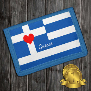 Greek flag & Heart - Greece travel/sports fans Tri-fold Wallet