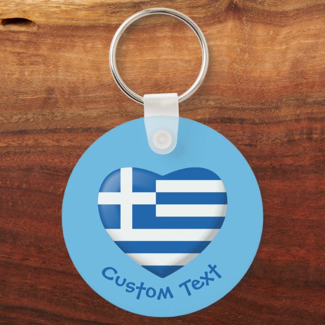 Greek Flag Heart Keychain (Front)