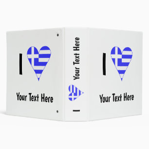 Greek Flag Heart Love Personalized 3 Ring Binder