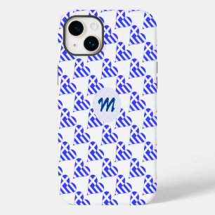 Greek Flag Heart Love Tiled Initial iPhone 14 Plus Case