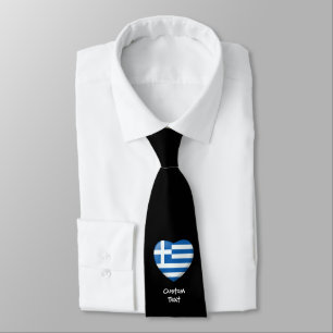 Greek Flag Heart Neck Tie