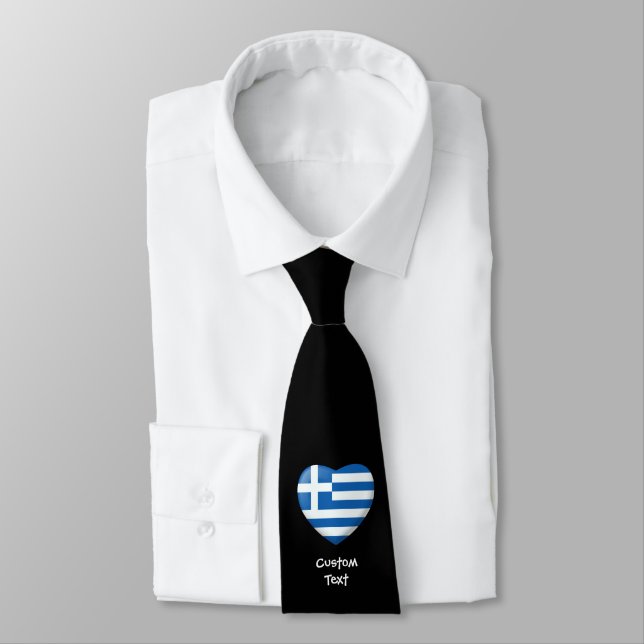 Greek Flag Heart Neck Tie (Tied)