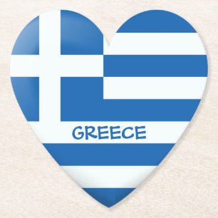 Greek Flag Heart Paper Coaster