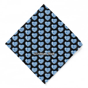 Greek Flag Heart Pattern Bandana