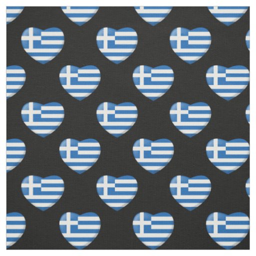 Greek Flag Heart Pattern Fabric