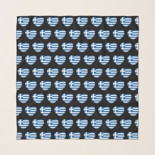 Greek Flag Heart Pattern Scarf (Front (Horizontal))