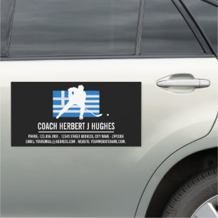 Greek Flag, Hockey Player, Hockey Coach Car Magnet