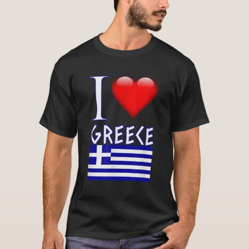 GREEK FLAG I LOVE GREECE ANCIENT WRITING PATRIOTIC T_Shirt