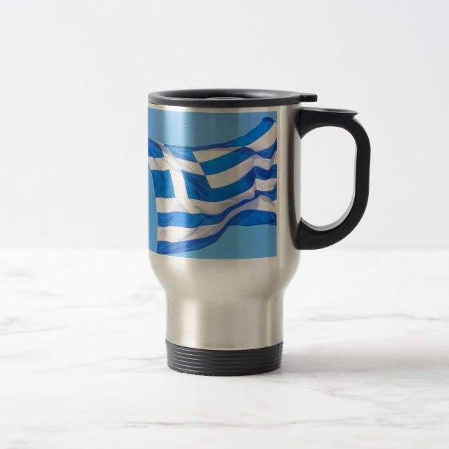 Greek flag in Athens Travel Mug (Right)