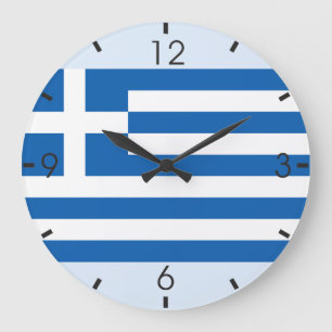 Greek Flag Large Clock
