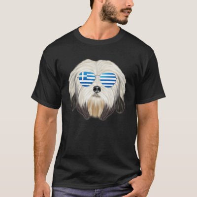 Greek Flag Lowchen Dog Greece Pocket T-Shirt
