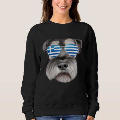 Greek Flag Miniature Schnauzer Dog Greece Pocket Sweatshirt