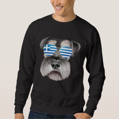 Greek Flag Miniature Schnauzer Dog Greece Pocket Sweatshirt
