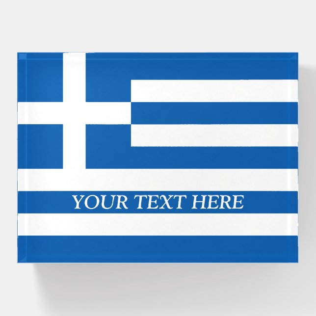 Greek flag of Greece custom paperweight gift idea (Front)