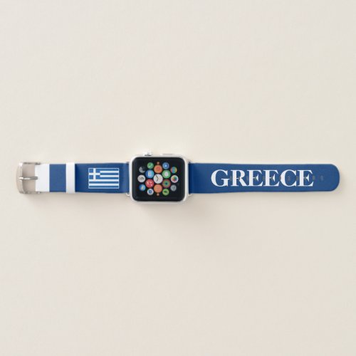 Greek flag of Greece personalized blue Apple Watch Band