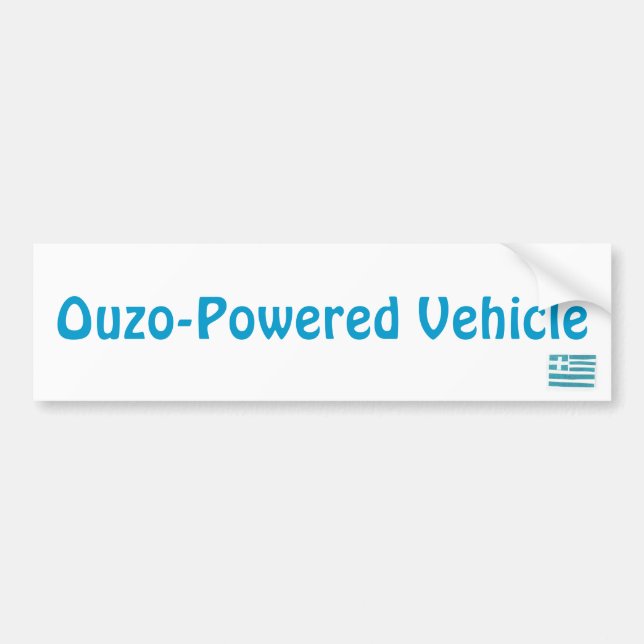 Greek flag, Ouzo-Powered Vehicle Bumper Sticker (Front)