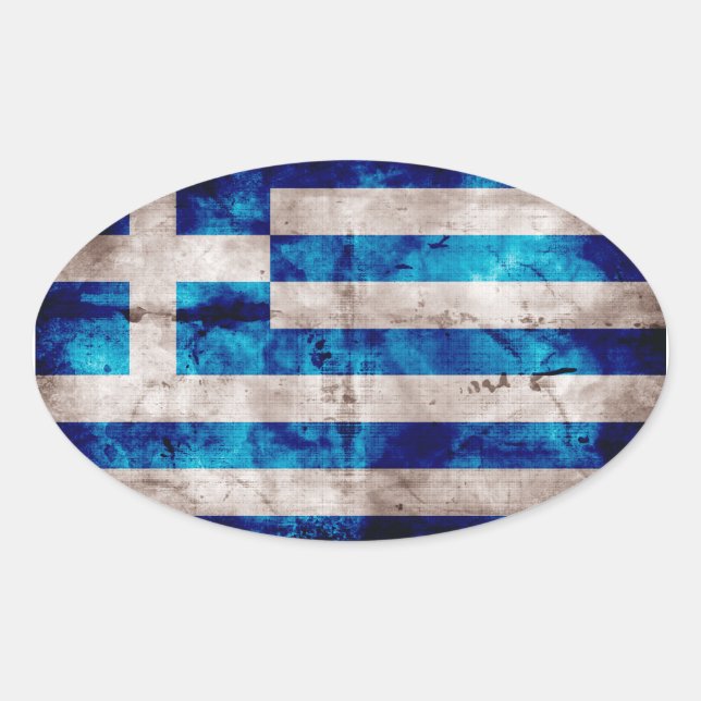 Greek Flag Oval Sticker (Front)