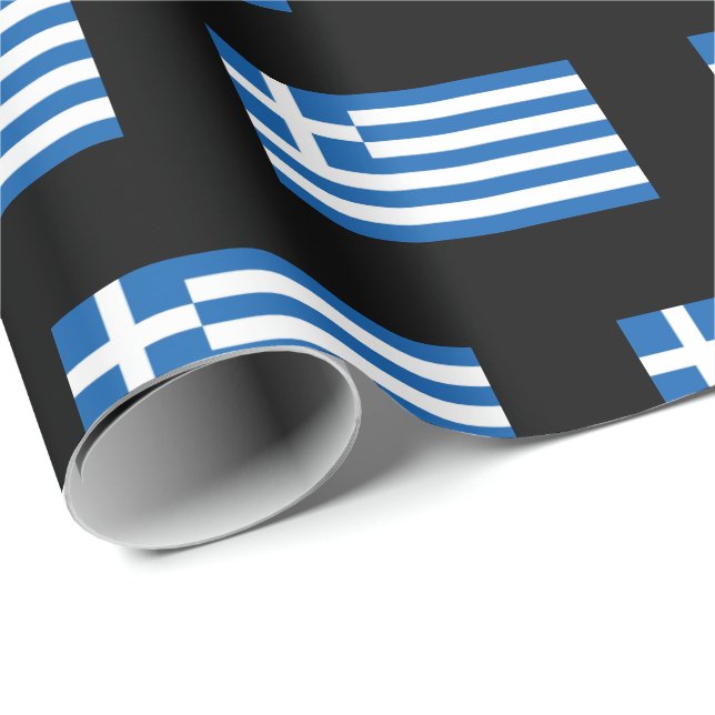 Greek Flag Pattern Wrapping Paper (Roll Corner)