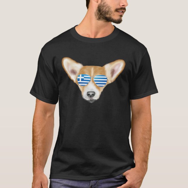 Greek Flag Pembroke Welsh Corgi Dog Greece Pocket T-Shirt (Front)