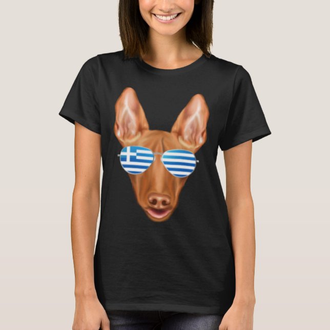 Greek Flag Pharaoh Hound Dog Greece Pocket T-Shirt (Front)