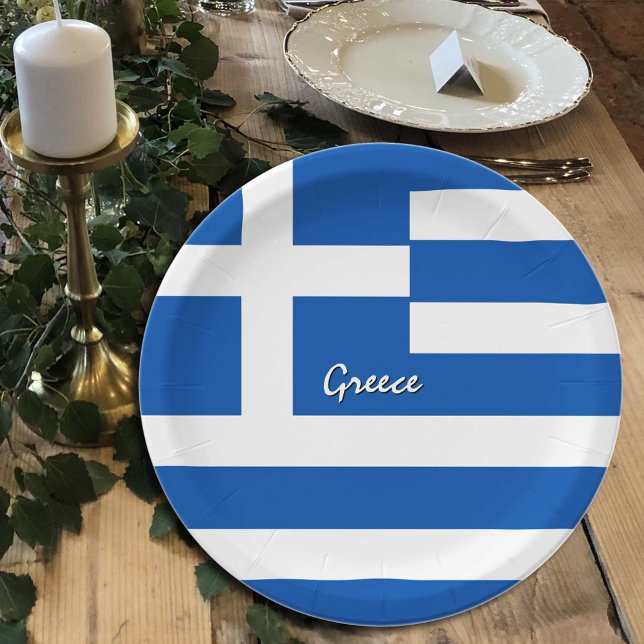 Greek Flag plates, party, sports, Greece Paper Plates (Creator Uploaded)
