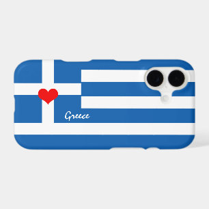 Greek Flag, Red Heart, patriotic Greece fashion iPhone 17 Case