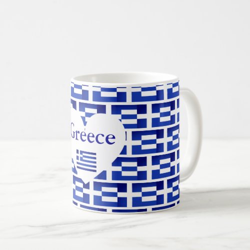 Greek flag remix geometric design  custom text coffee mug
